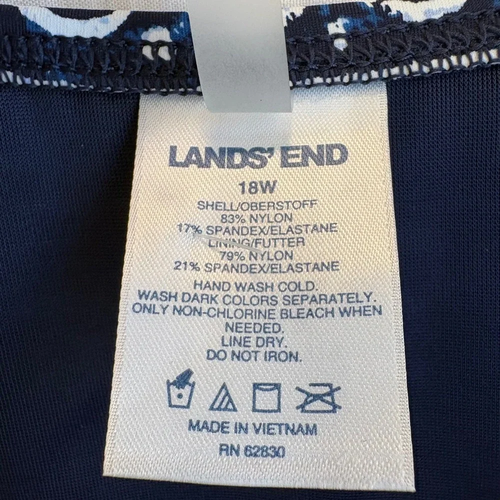 Lands End Womens 18W Swim Tee Rash Guard‎ Tankini Top Paisley Patchwork NWT
